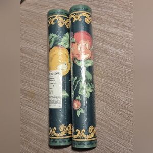 2x Green/gold wallpaper Border fruit/floral Pattern 5yards Prepaste Backing Vtg